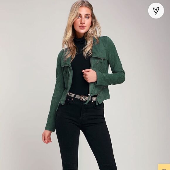 Lulus Ready For Anything Emerald Green Suede Moto Jacket - Picture 4 of 12